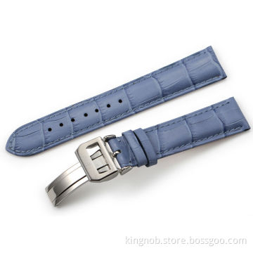 High-quality 20mm Light Blue Calf Leather Watchband